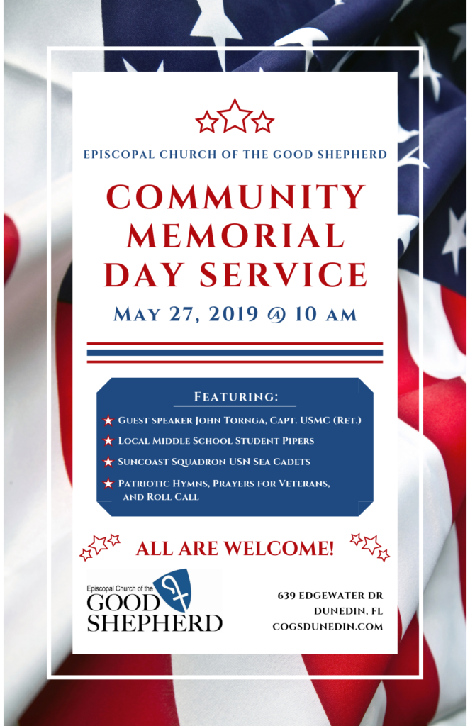 Memorial Day Services, poster with event details
